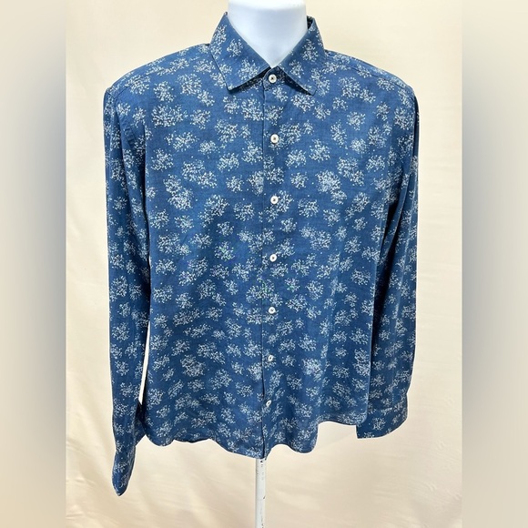 CULTURATA Men's Blue Casual pattern Button Down Shirt size M. - Picture 8 of 11